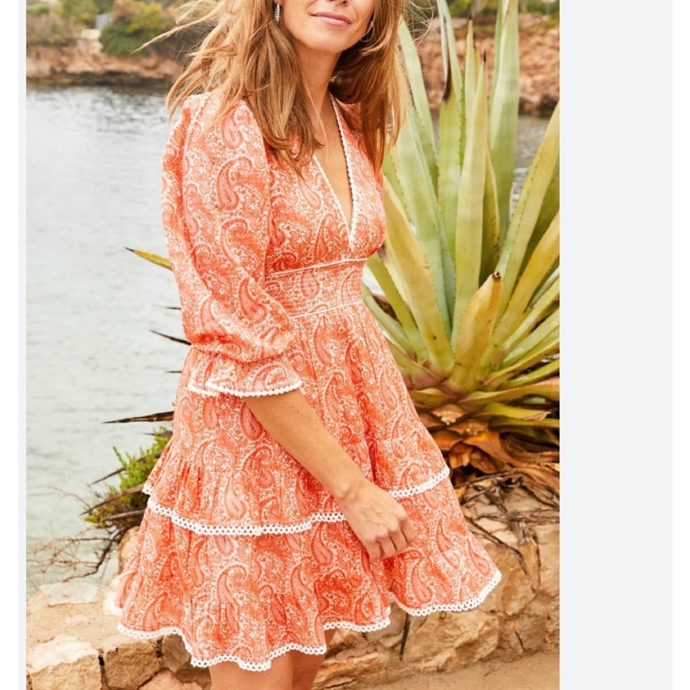 ELIZA MINI ORANGE PAISLEY DRESS size 6